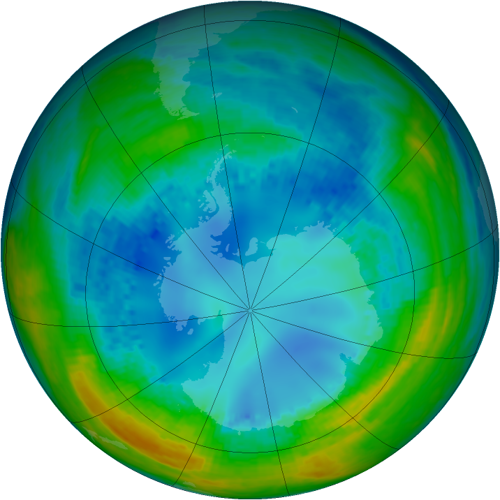 Antarctic ozone map for 13 August 2004